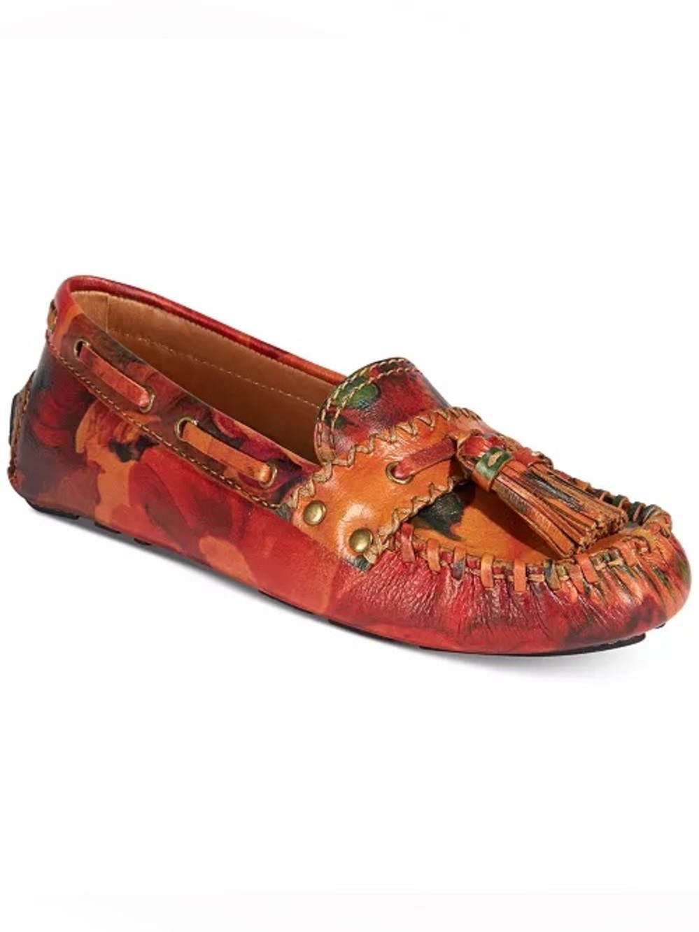 Patricia Nash Domenica Italian Leather Floral Driving Moccasin Flats Size 8